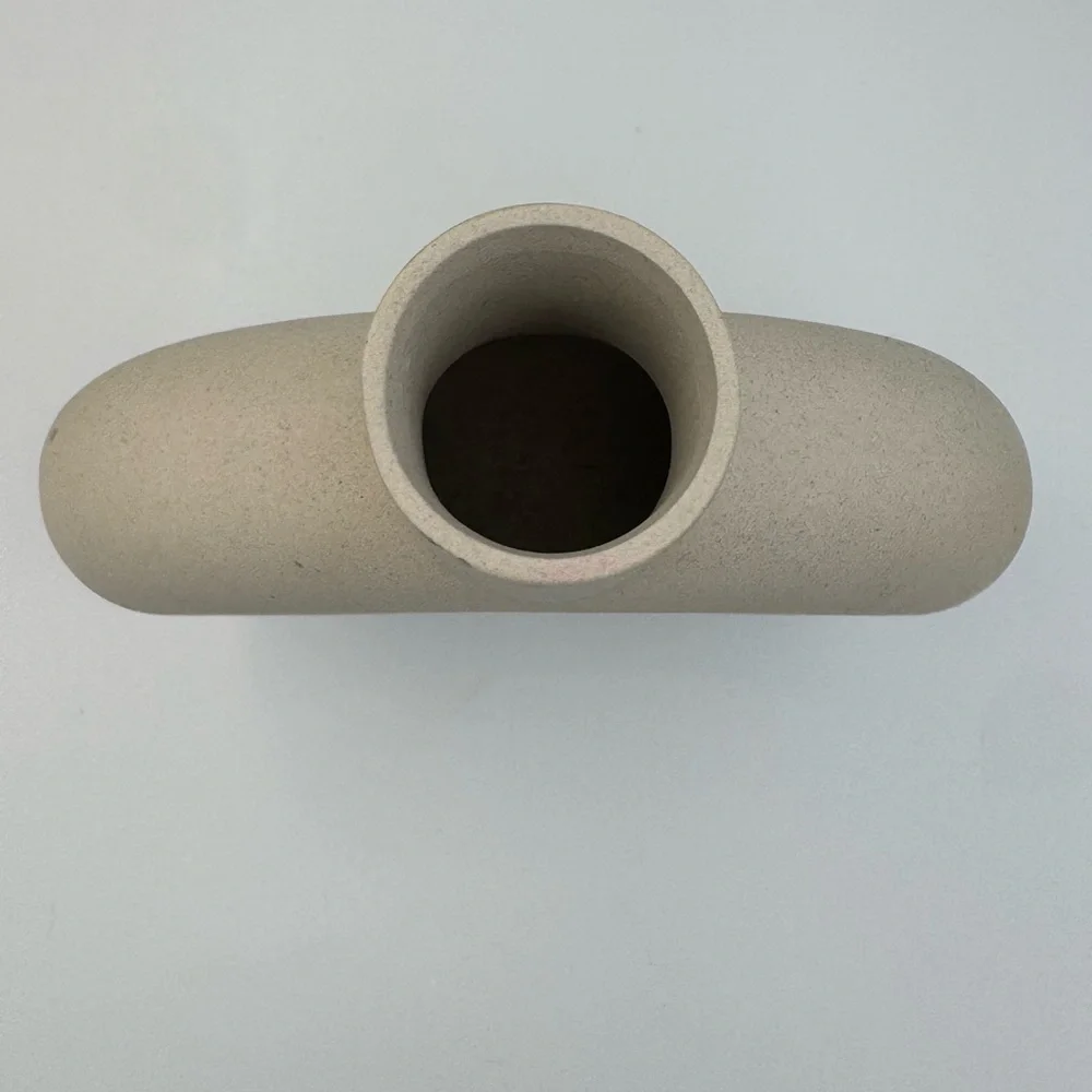 Beige Ceramic‎ Donut Vase Modern Minimalist Round Matte Decor 9in